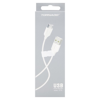 Кабель USB-m Tornado C1L (2.1A/1.2m) Micro-Long white 1800 - купить, цены на КОСМОС - фото 2