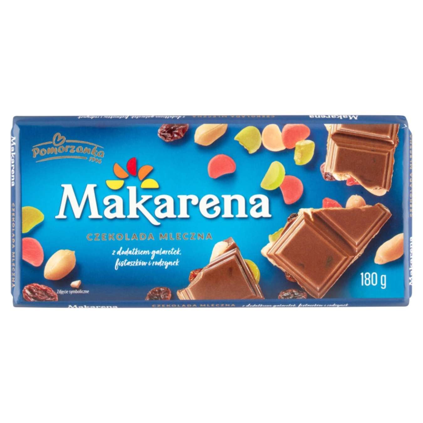 

Шоколад Pomorzanka Makarena молочный с желе арахисом и изюмом 180г