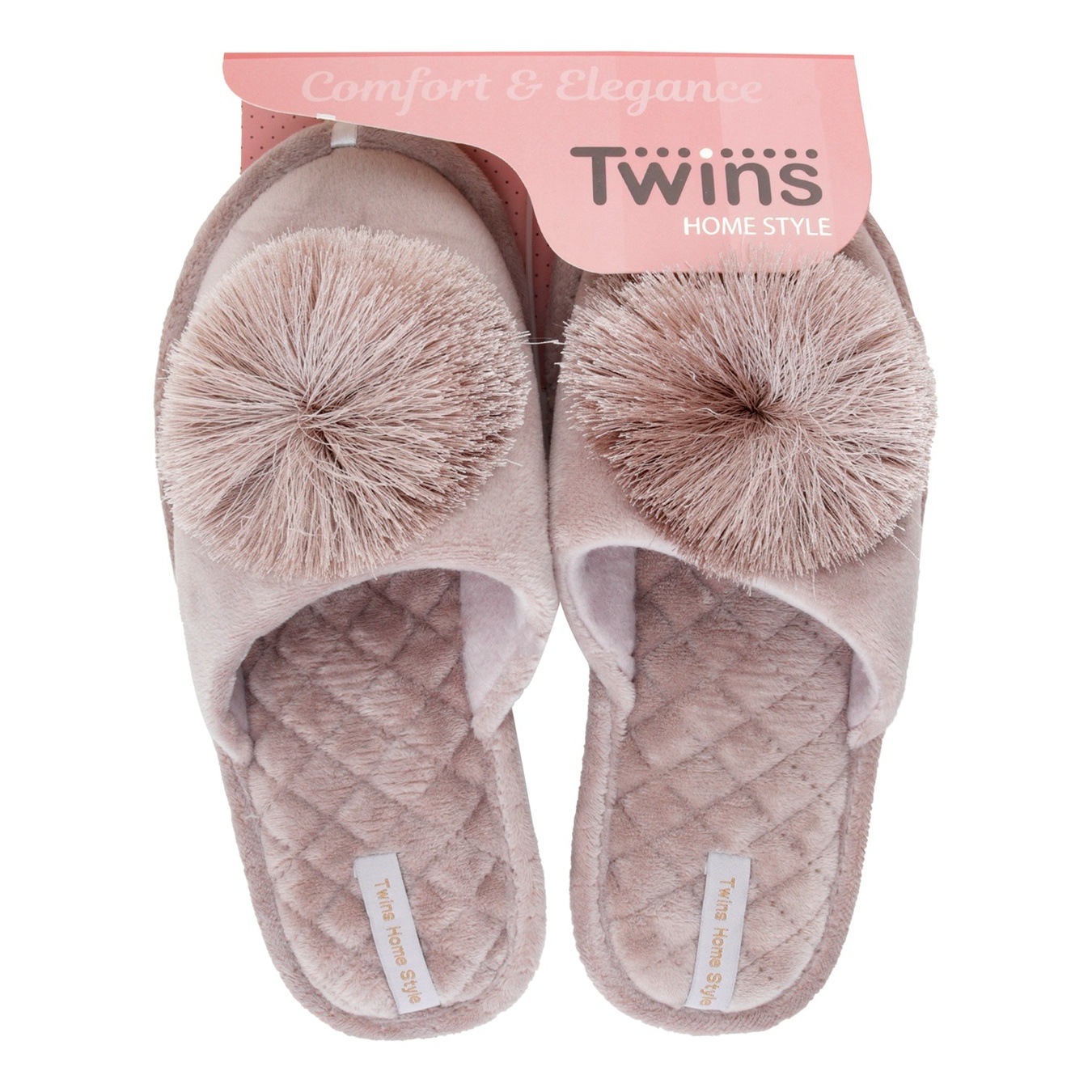 

Тапочки женские Twins помпон закрытые серые 40р