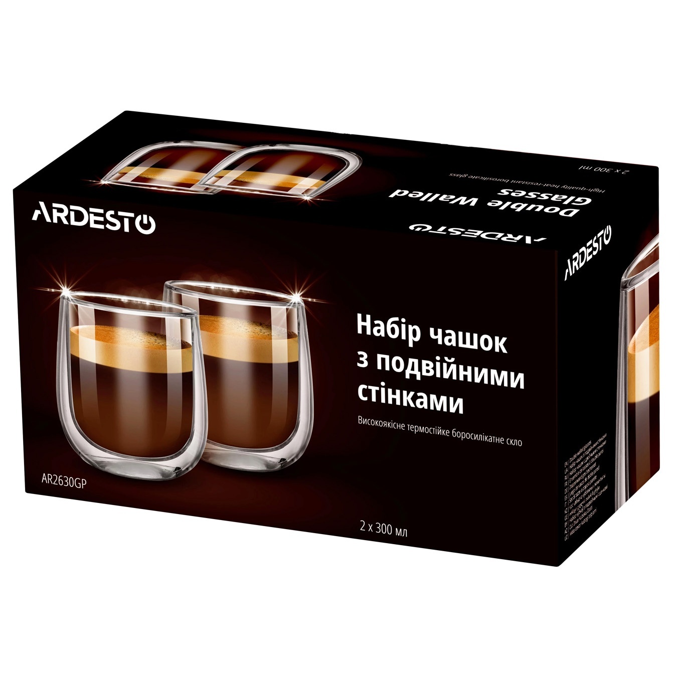 

Набор чашек Ardesto с двойными стенками 300мл 2шт
