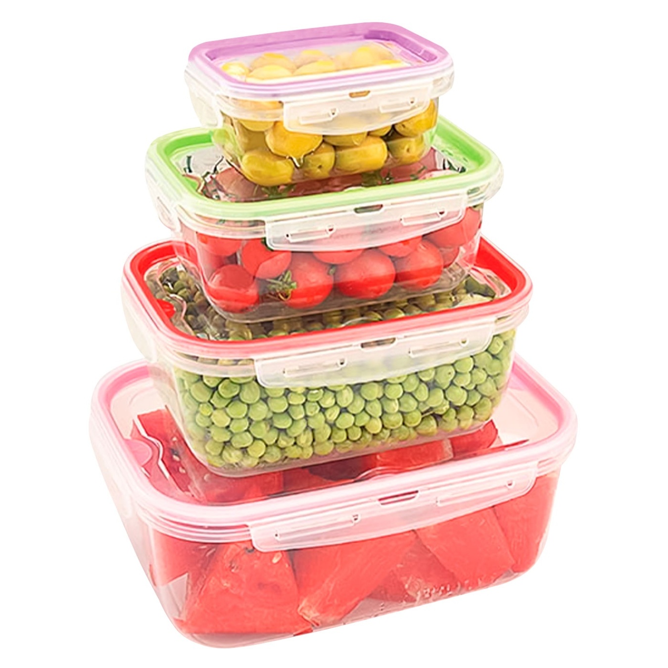 

Комплект ёмкостей Ucsan Plastic Lock&Fit вакуумные прямоугольные 0,45л+1л+2л+4л 4шт
