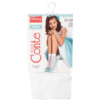 Conte Elegant Fiori Girl's Socks s.22-24 Bianco - buy, prices for MegaMarket - photo 1