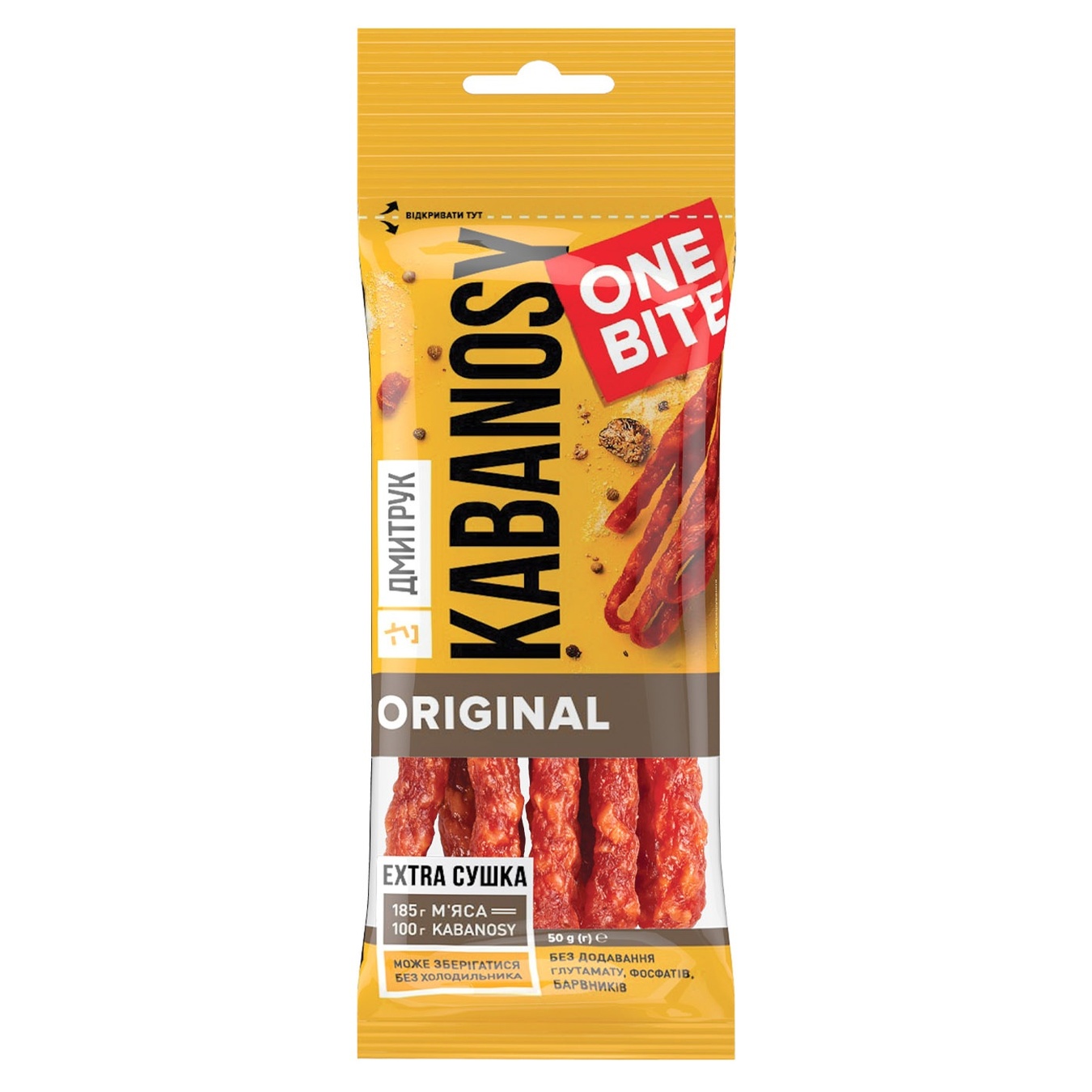 

Колбаски Дмитрук Kabanosy One Bite Original из свинины 50г