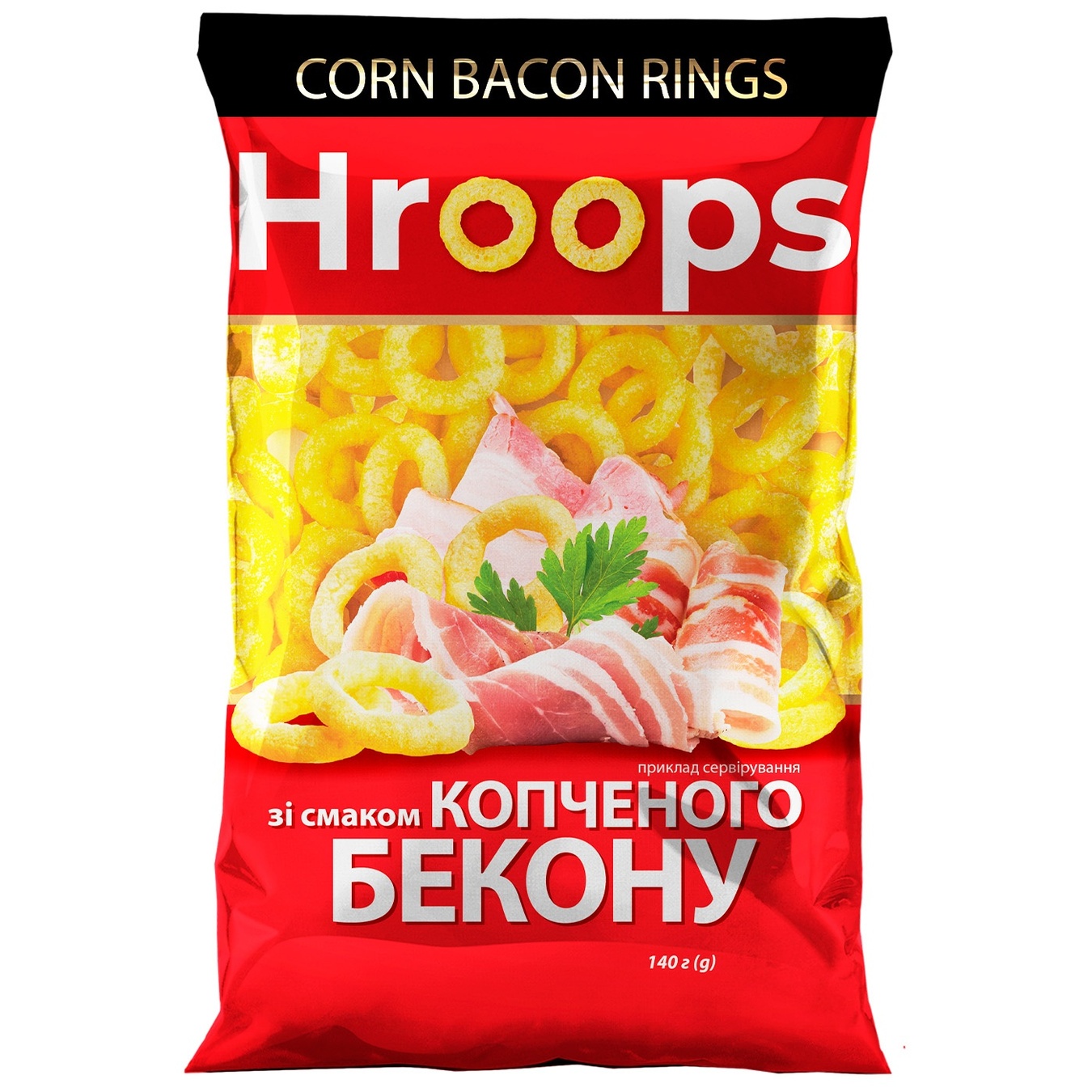 

Снеки кукурузные Hroops со вкусом копченого бекона 140г