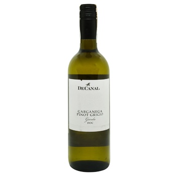 Вино De Canal Garganega Pinot Grigio Garda DOC беле сухое 0,75л - купить, цены на КОСМОС - фото 1