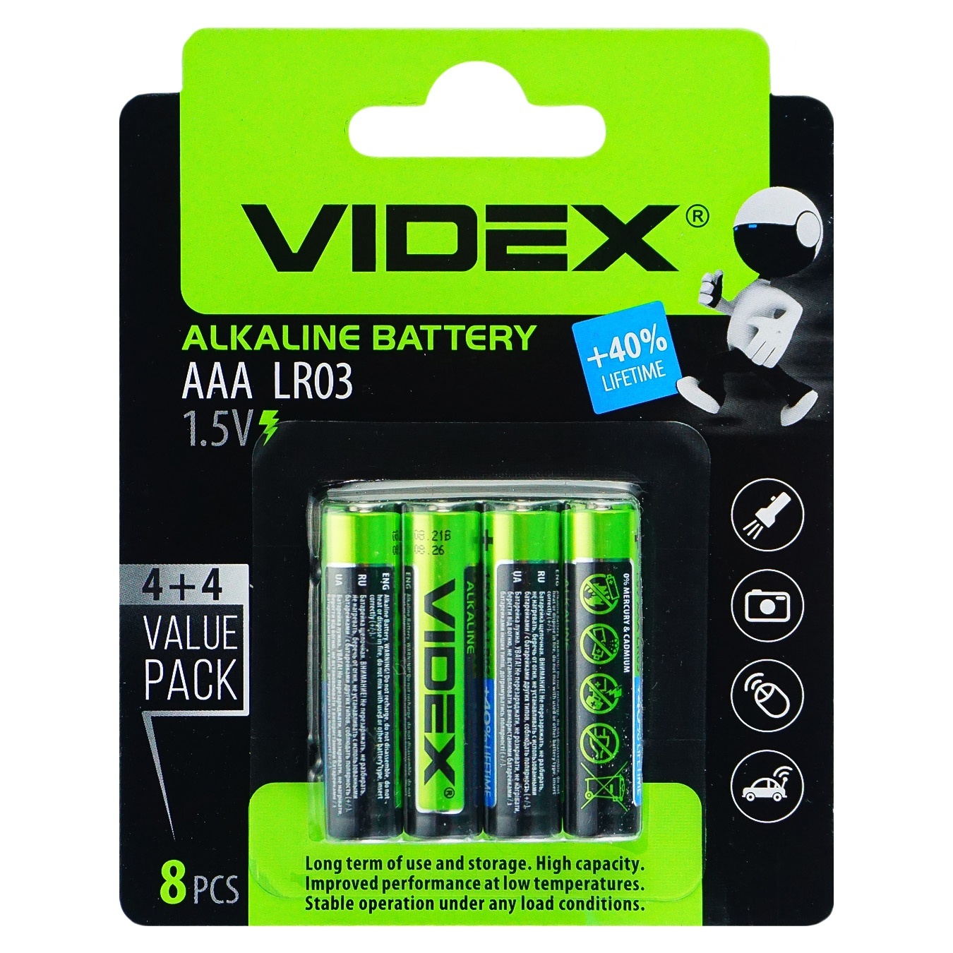 

Батарейка Videx AAA LR03 8шт