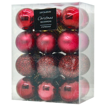 Set of Burgundy of Christmas Tree Balls 30mm 24pcs - buy, prices for METRO - photo 1