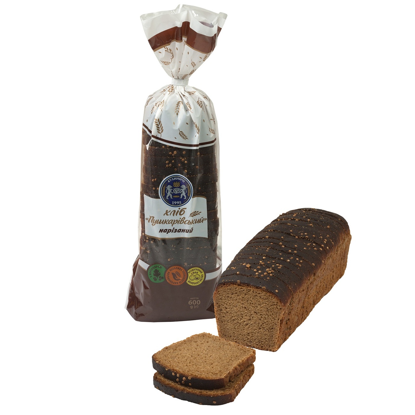 

Хлеб Кулиничі Пушкаревский формовой ржано-пшеничный нарезанный 600г