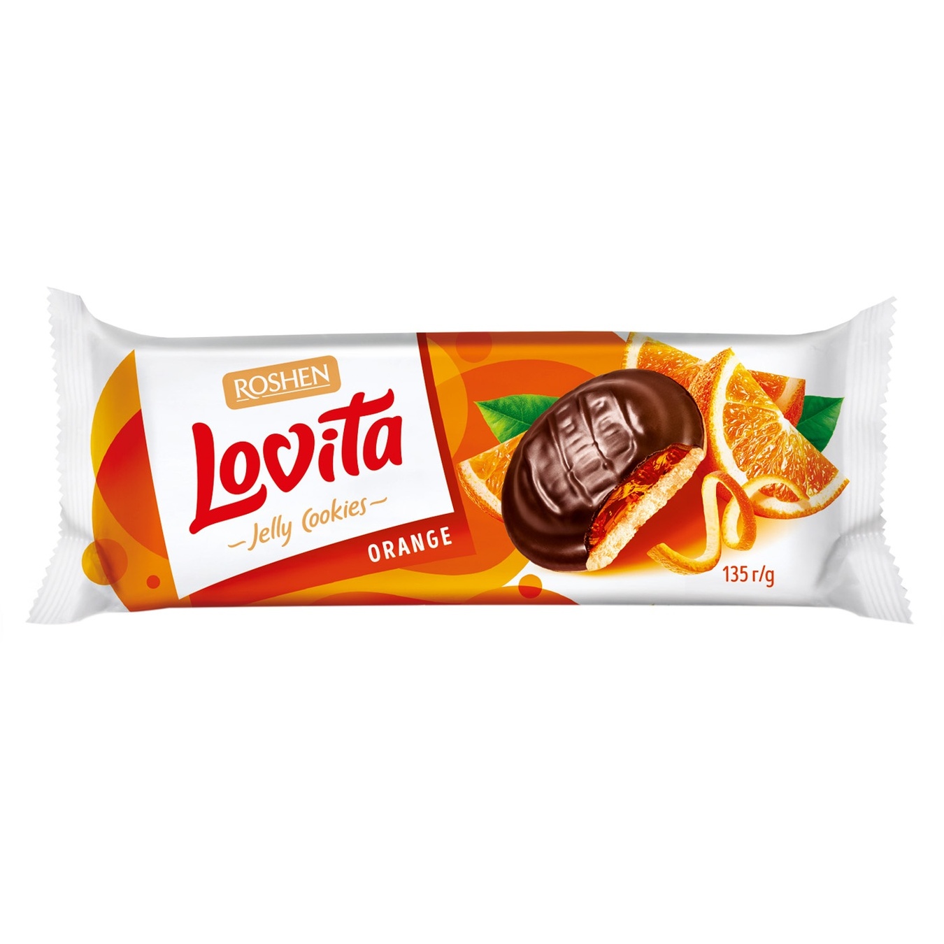 

Печенье Roshen Lovita Jelly Cookies сдобное с желейной начинкой со вкусом апельсина 135г