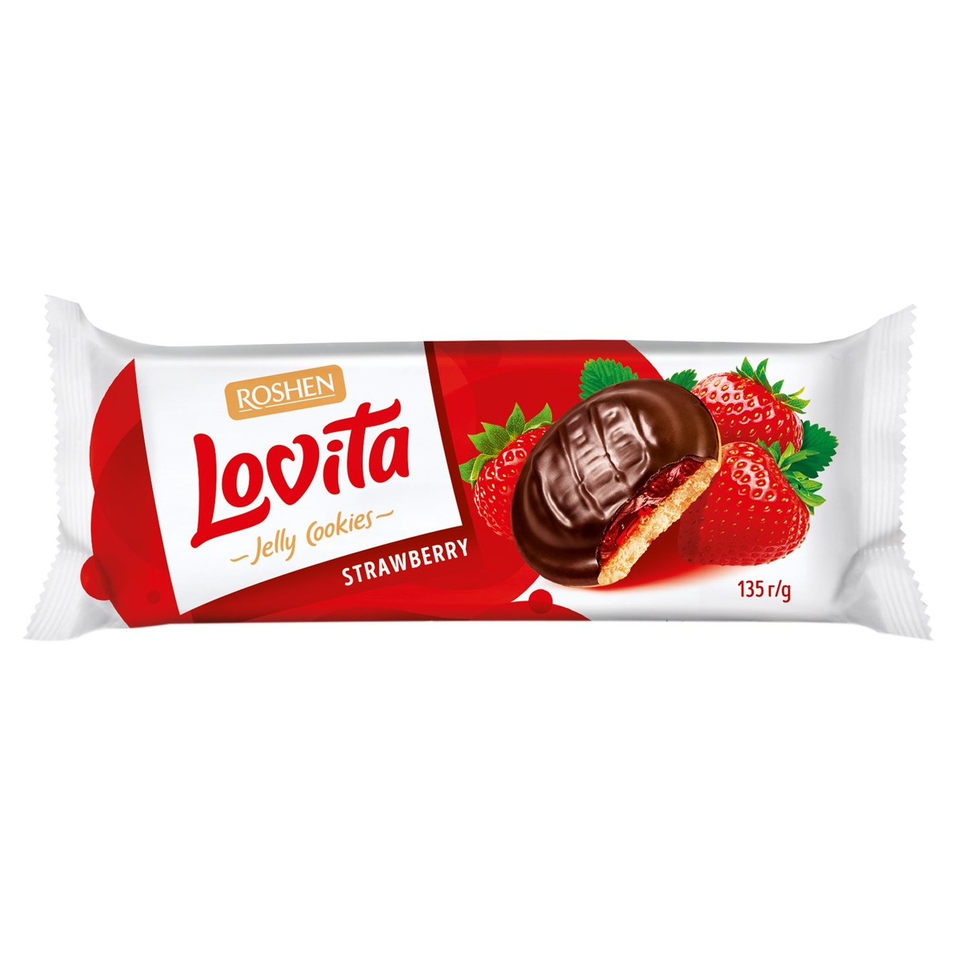 

Печенье Roshen Lovita сдобное с желейной начинкой со вкусом клубники 135г