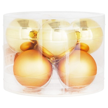 Actuel Set of Balls Golden Glass 6cm 8pcs - buy, prices for Auchan - photo 1