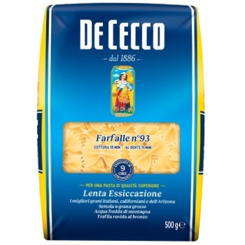 Макаронные изделия De Cecco Фарфалле №93 500г - купить, цены на ULTRAMARKET - фото 1