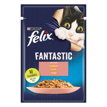 Корм Felix Fantastic з лососем в желе для котів 85г - купити, ціни на Auchan - фото 1