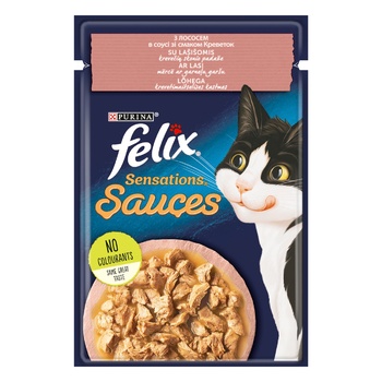 Корм Felix Sensations с лососем в соусе со вкусом креветок для котов 85г - купить, цены на Auchan - фото 1