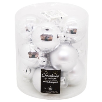 Набор шаров стеклянных серебряный цвет 12шт 6см - купить, цены на Таврия В - фото 1