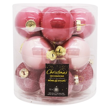 Pink Glass Christmas Tree Balls 6cm 12pcs - buy, prices for - photo 3