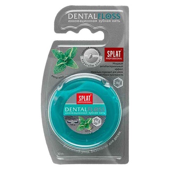 Зубная нить Splat DentalFloss мятная с волокнами серебра. - купить, цены на Auchan - фото 1