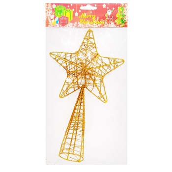 Star Copper Christmas Tree Top on Long Gold Holder