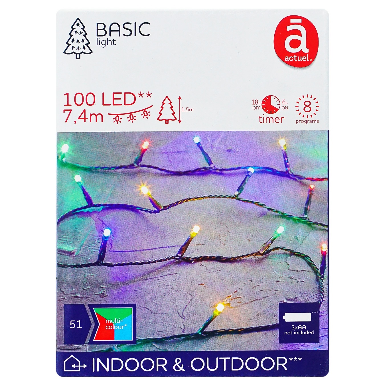 

Гирлянда Actuel 100 LED 8 программ 7,4м