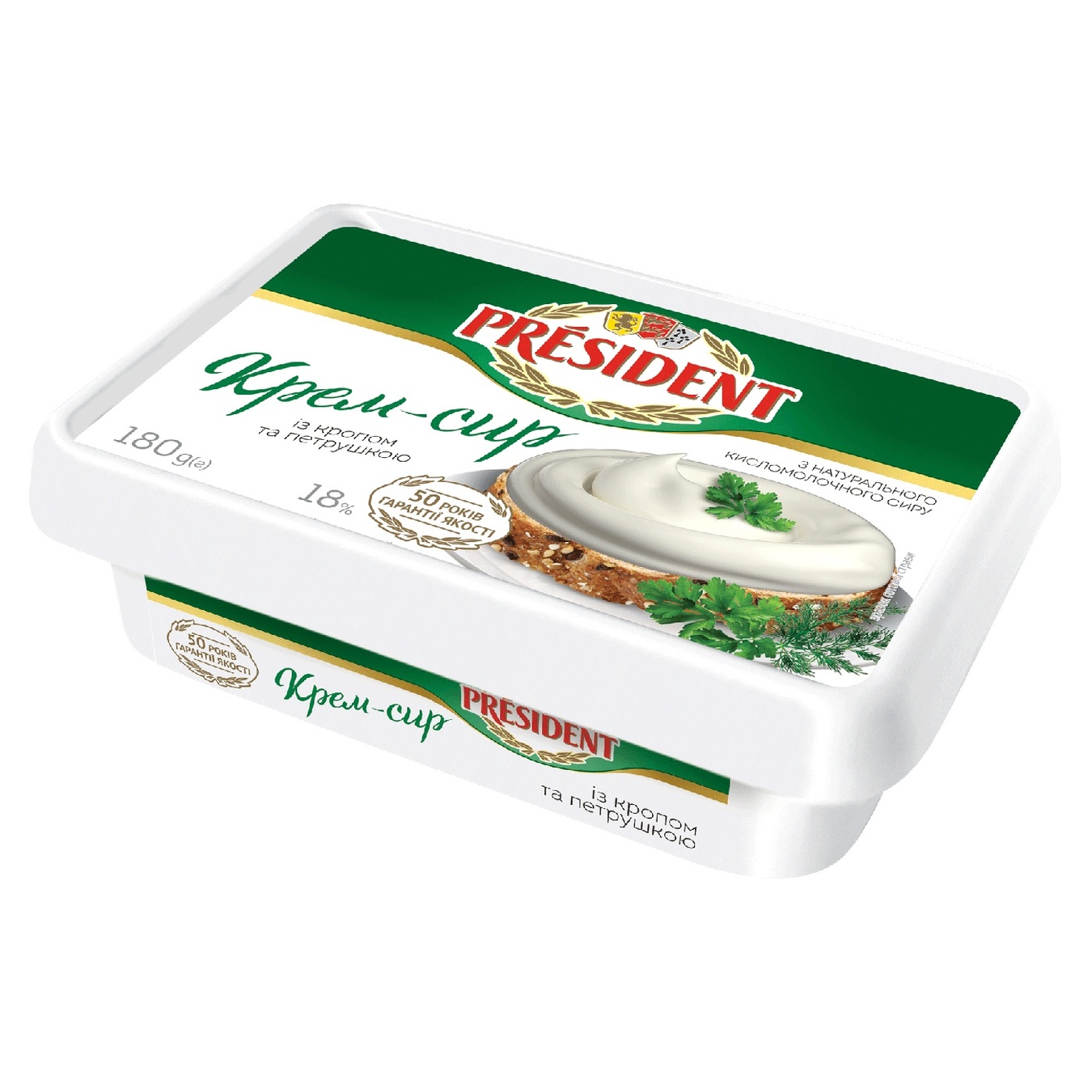 

Крем-сыр President с укропом и петрушкой 18% 180г