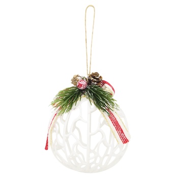 Прикраса Столяр Куля з декором біла HFF2029W 8см - buy, prices for MegaMarket - photo 1