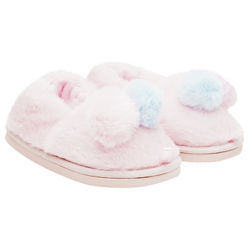 Тапочки Twins HS-LUX Чешки домашние детские меховые с декором пудровые р.28-29 - купить, цены на КОСМОС - фото 1