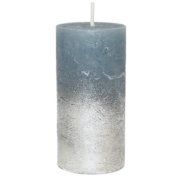 Candy Light Blue-Silver Cylinder Candle 5x10cm - buy, prices for - photo 1