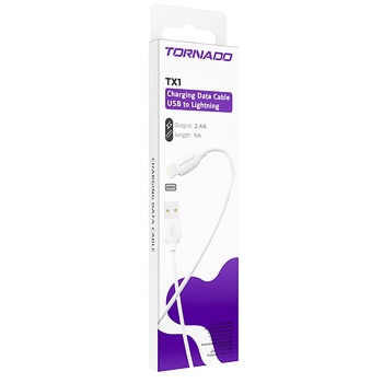 Кабель USB-L Tornado TX1 (2.4A/1m) Lighting white 5256