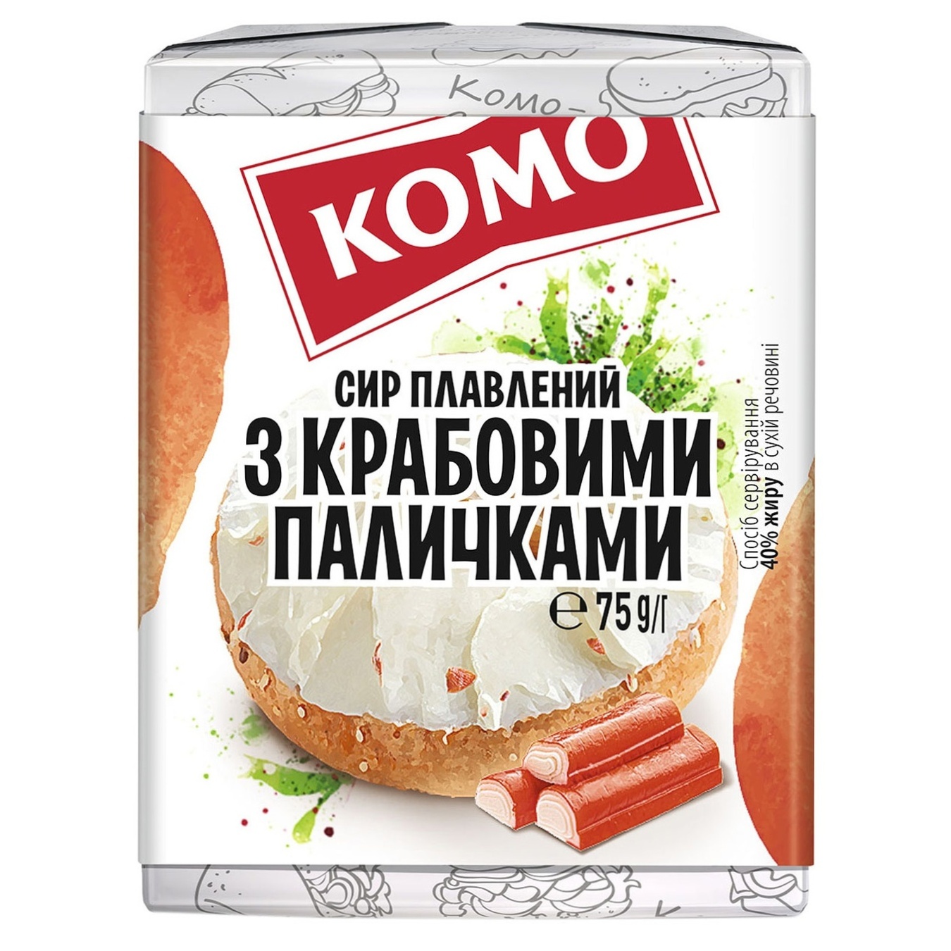 

Сир плавлений Комо 40% 75г з крабовими паличками