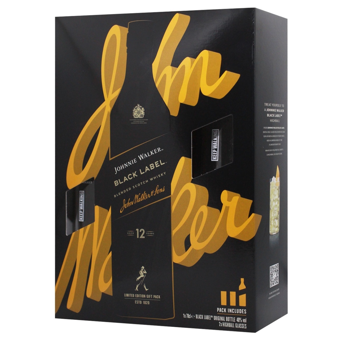 

Виски Johnnie Walker Black Label 12 лет 40% 0,7л + 2 стакана