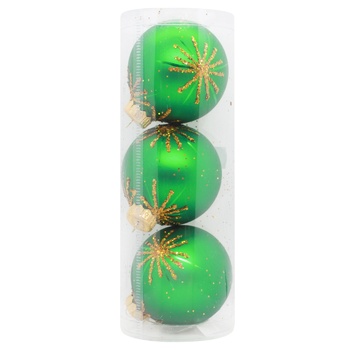 Glass Christmas Ball with Patterned Pattern 80mm 3pcs - buy, prices for Za Raz - photo 3