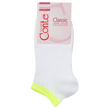 Conte Elegant Classic Cotton White-Green Women's Socks 23s - buy, prices for NOVUS - photo 1