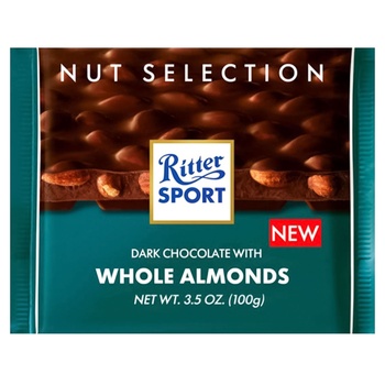 Ritter Sport Black Chocolate with Whole Almonds 100g - buy, prices for NOVUS - photo 1