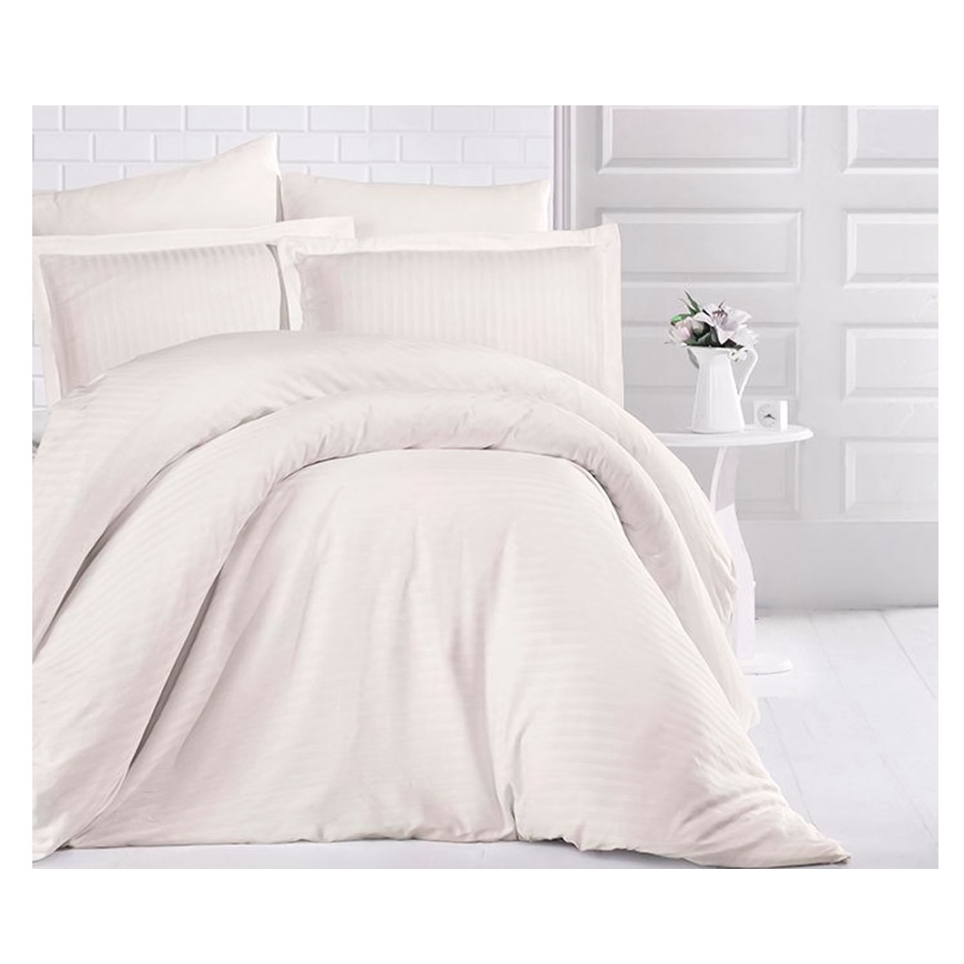 

Комплект постельного белья Aran Clasy Stripe Sateen Krem 200х220/2х50х70+2х70х70см