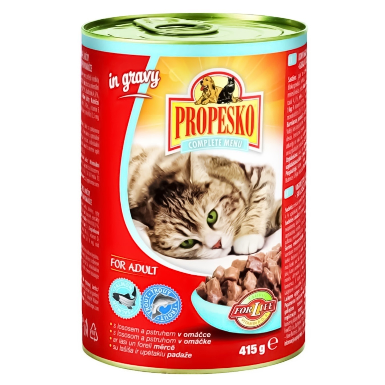 

Корм влажный Propesco с лососем и форелью для кошек 415г