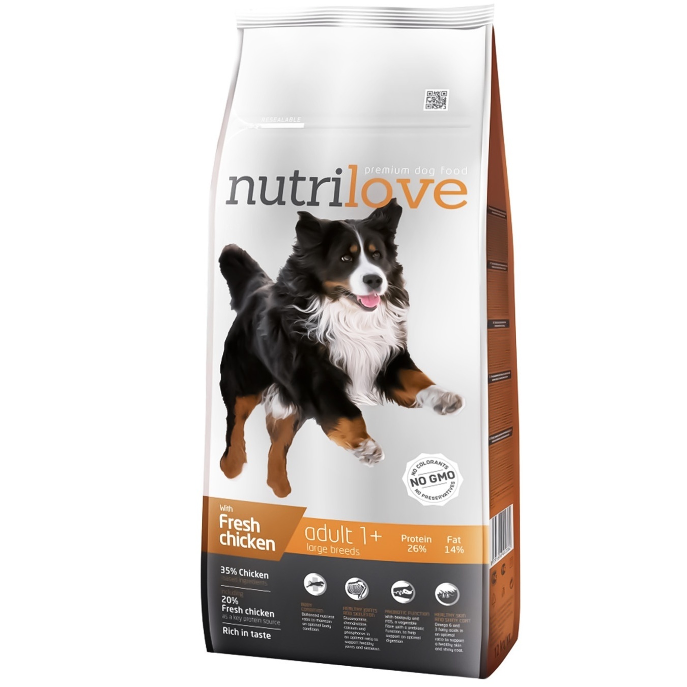 

Корм сухой Nutrilove Курица с рисом для взрослых собак больших пород 12кг