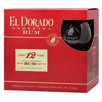 Ром El Dorado 12y.o. Box 40% 0,7л + бокал