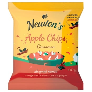 Newton's Gluten Free Apple Chips with Cinnamon and Caramel 40g - buy, prices for WINETIME - photo 1