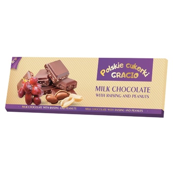 Gracio Milk Chocolate with Raisins and Peanuts 225g - buy, prices for EKO Market - photo 1