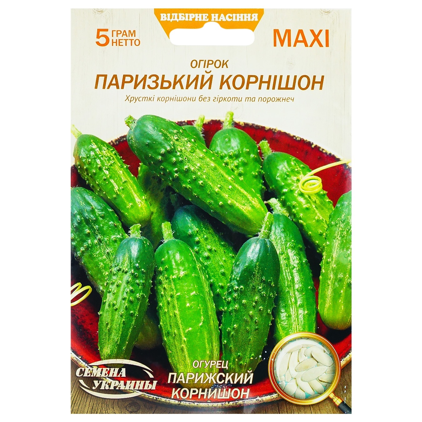 

Семена Семена Украины Огурец Парижский корнишон Махі 5г