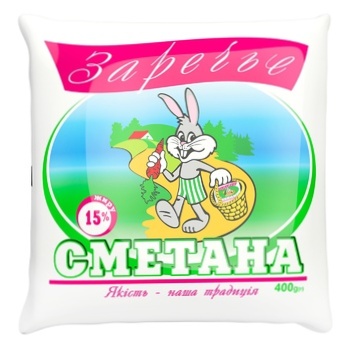 Сметана Заречье 15% 400г - купити, ціни на Чудо Маркет - фото 1