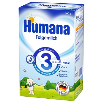 Суміш молочна Humana Folgemilch 3 від 10міс 600г - купити, ціни на МегаМаркет - фото 1