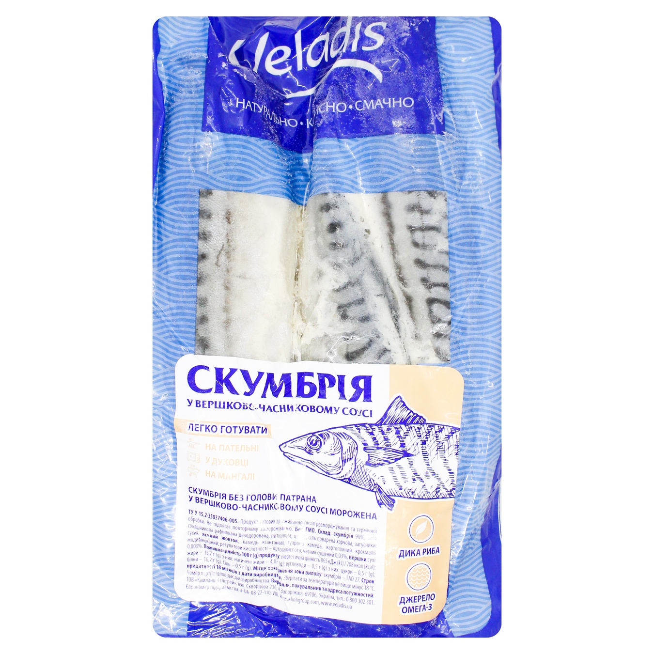 

Риба Скумбрія Veladis б/г патр. в вершково-часниковому соусі с/м ваг.