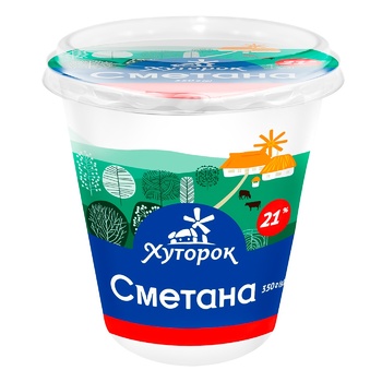 Сметана Хуторок 21% 350г - купити, ціни на ЕКО Маркет - фото 1