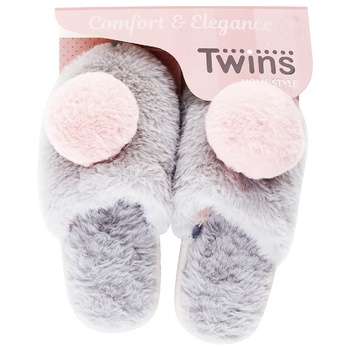 Twins Pompon Children's Home Slippers s.30/31 Grey - buy, prices for MegaMarket - photo 1