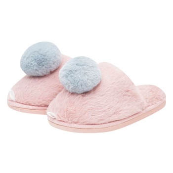Тапочки Twins детские домашние меховые помпон розовые р.32-33 - купить, цены на МегаМаркет - фото 1