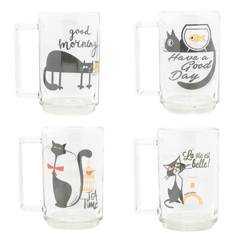 Кружка Galleryglass Bonjour Cat стеклянная 330мл - купить, цены на Auchan - фото 1