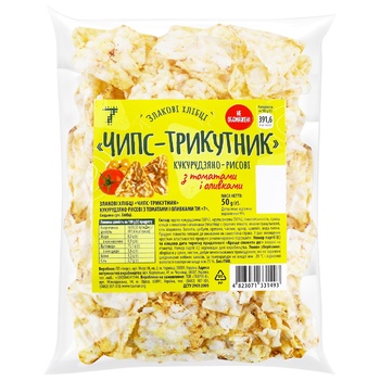 7 Corn-Rice Triangle Chips with Tomatoes and Olives Cereal Crispbread 50g - buy, prices for - photo 1