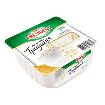 President Tvorozhna Tradytsiya Cottage Cheese 9% 300g - buy, prices for NOVUS - photo 1