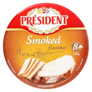 President Smoked Flavor Processed Cheese 45% 140g - buy, prices for Vostorg - photo 1